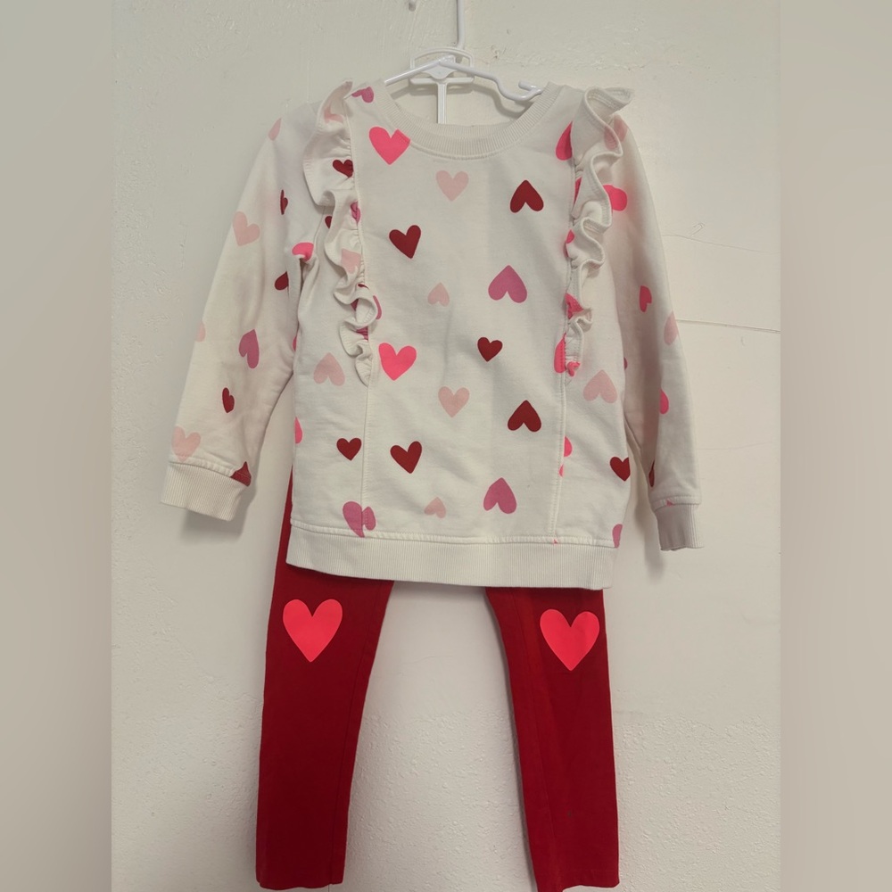 Toddler Girl 5T ♥️💕Cat & Jack Pink and Red Heart Top SET